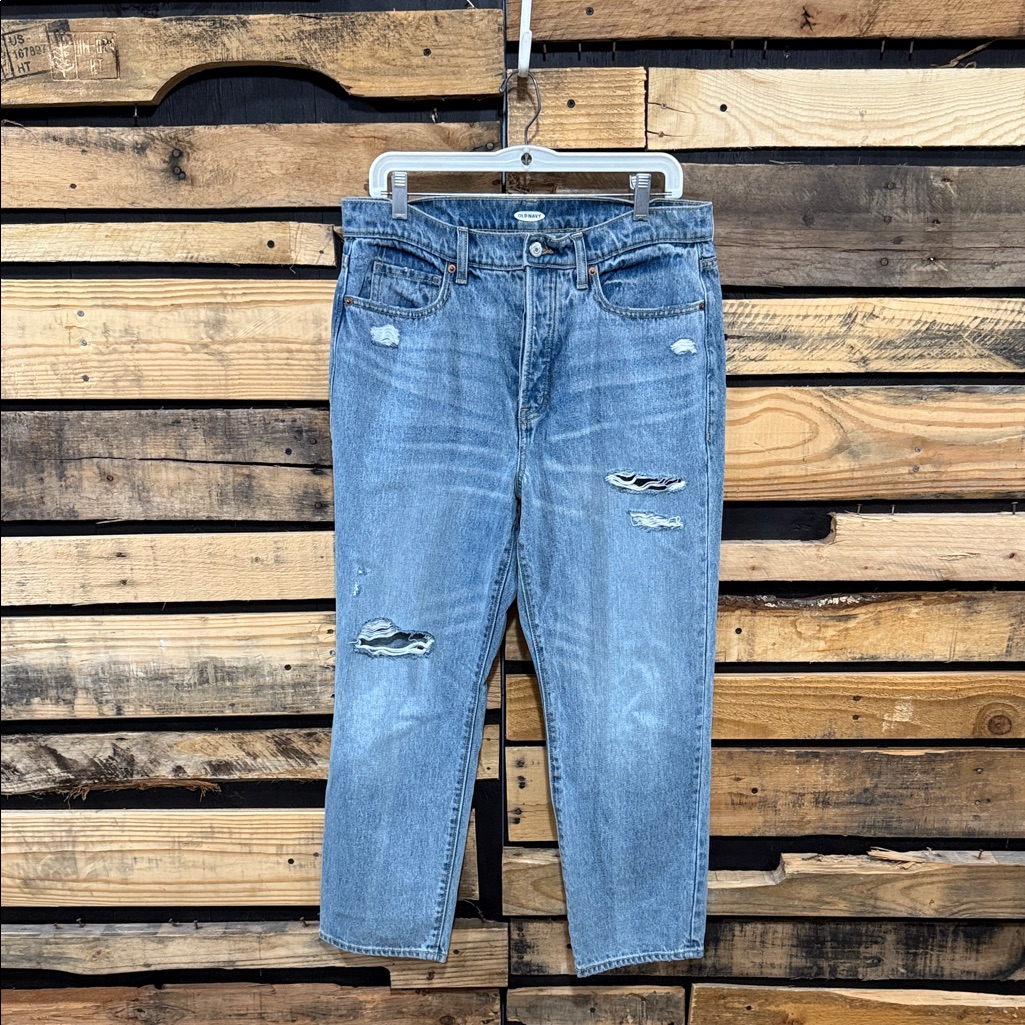 Old Navy Extra High Rise Gwen Boyfriend Buttonfly Straight Leg Jeans Size 12p